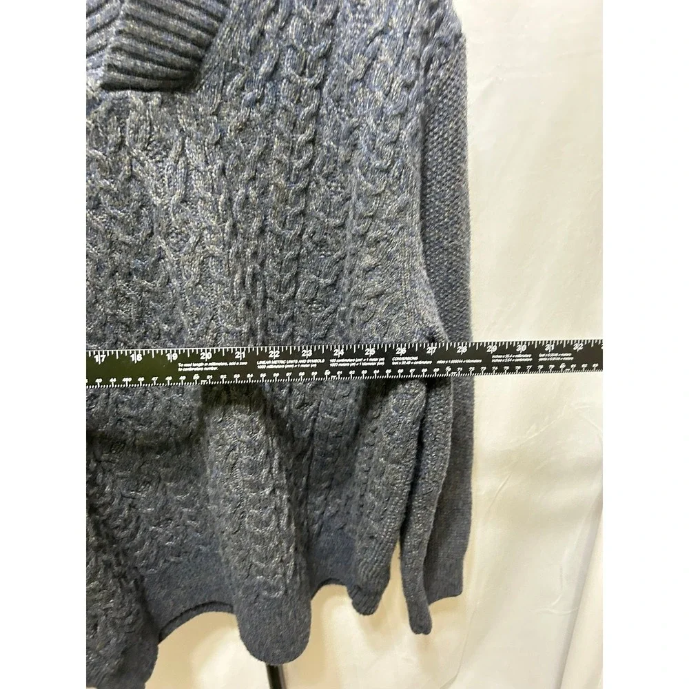 Joseph Abboud Mens 2X‎ Shawl Collar Cable Knit Wool Blend Sweater Blue